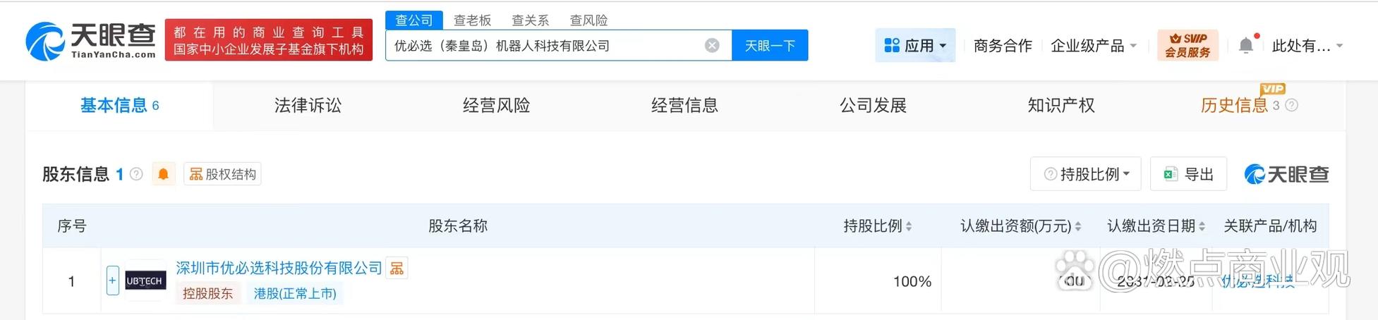 代表人为王琳,注册资本5000万人民币,经营范围包括智能机器人的研发